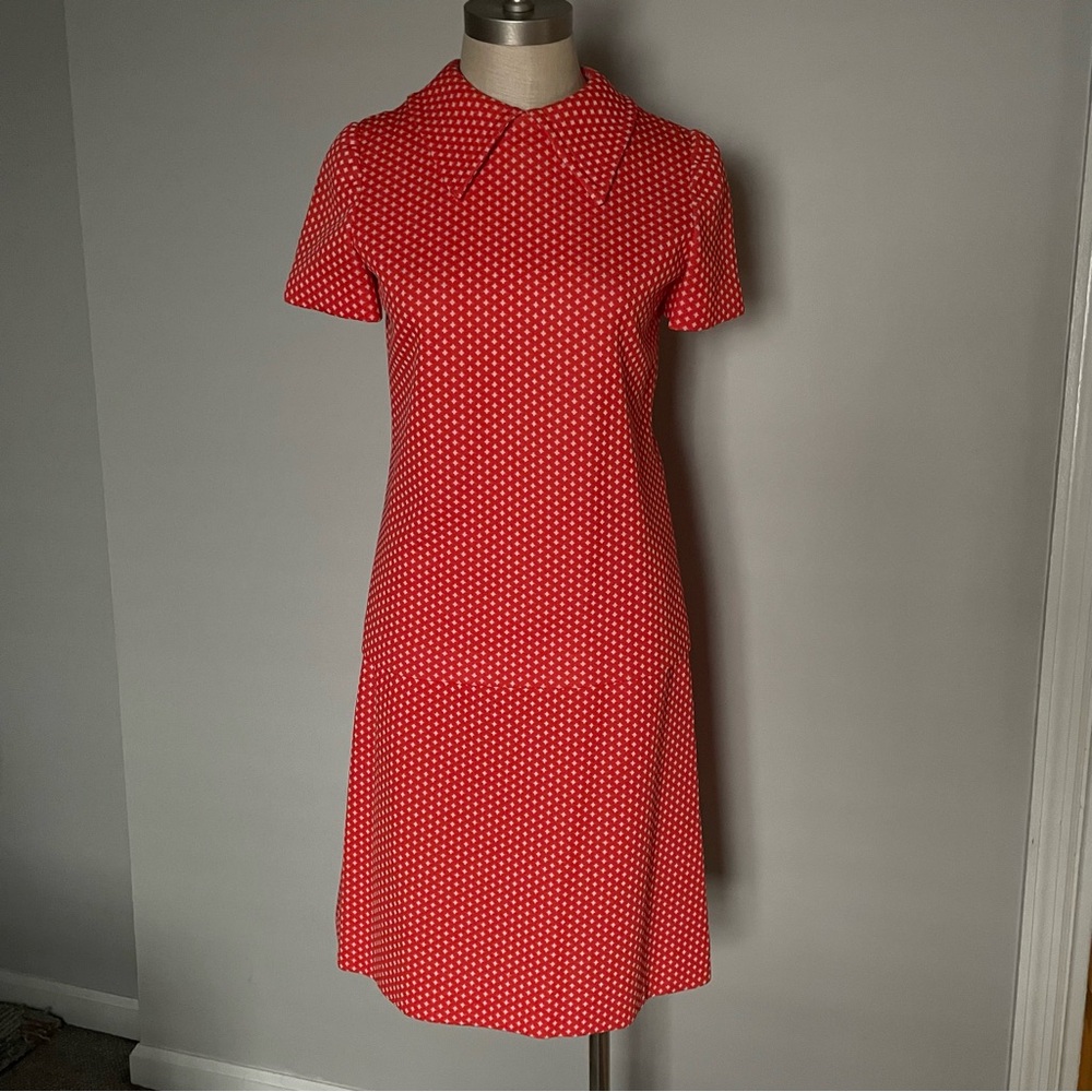 Vintage 60’s polka dot 2 piece skirt and top set with mod sunglasses